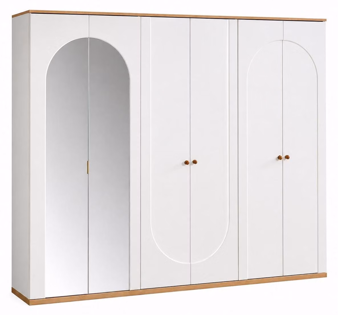 Armadio scandinavo con specchio e dettagli arrotondati eleganti