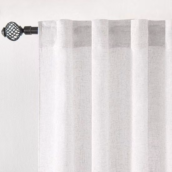Set di tende in stile lino trasparente a pieghe per camera da letto soggiorno e camera dei bambini - Pacco da 2 pezzi, bianco, 260 x 140 cm