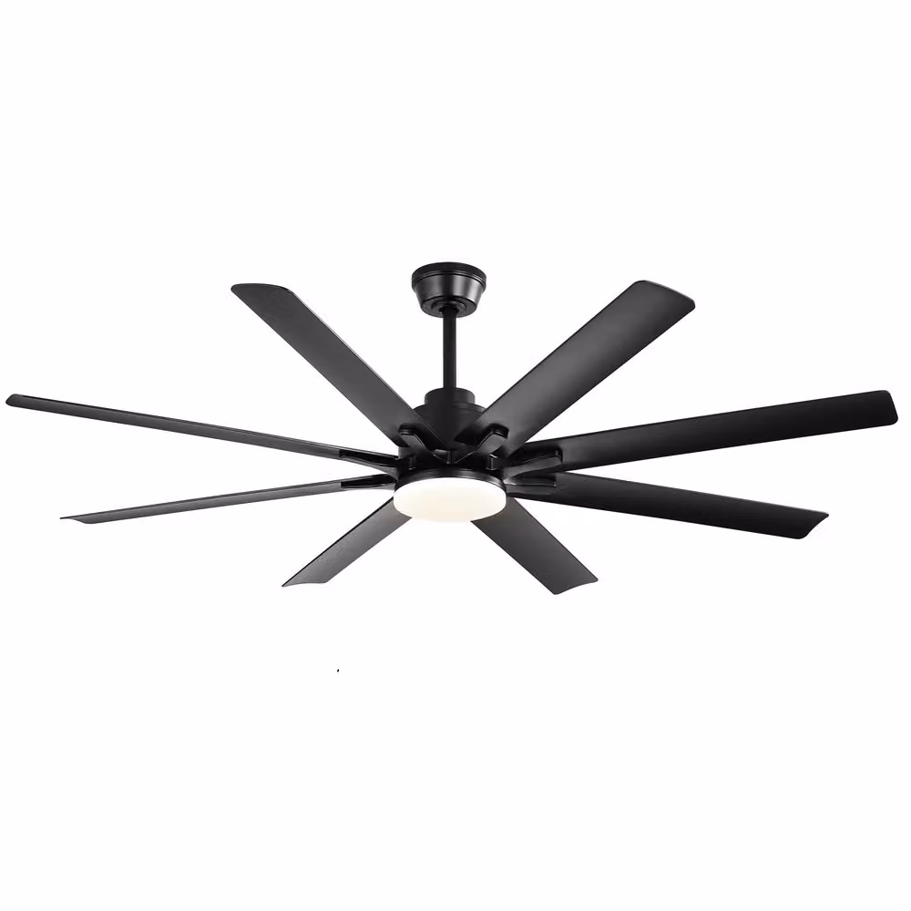 Ventilatore da soffitto Minimal con illuminazione dimmerabile e telecomando, 8 pale in ABS, colore nero, 52 pollici – 2