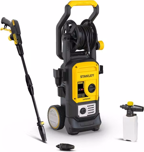 Idropulitrice ad Alta Pressione Stanley SXPW25HF Gialla con Manico Pieghevole (170 bar, 500 l/h, 2500 W)