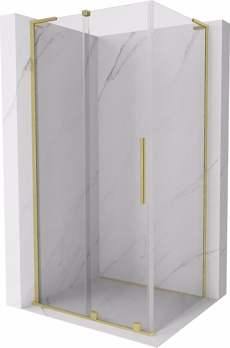 Mexen Velar L cabina doccia scorrevole 90 x 85 cm, trasparente, oro spazzolato - 871-090-085-03-55