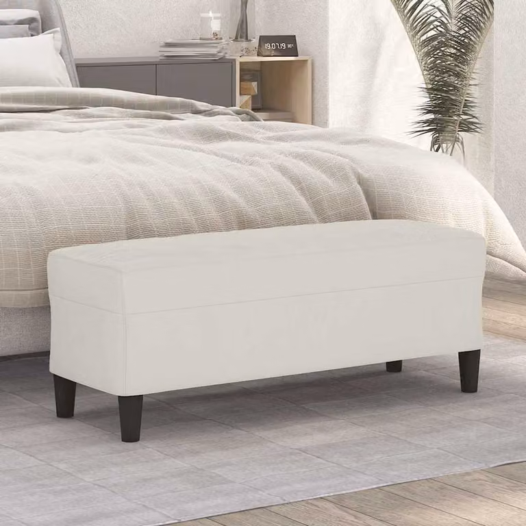 Panca vidaXL in velluto beige per soggiorno e camera da letto L: 100 cm, P: 35 cm, H: 41 cm