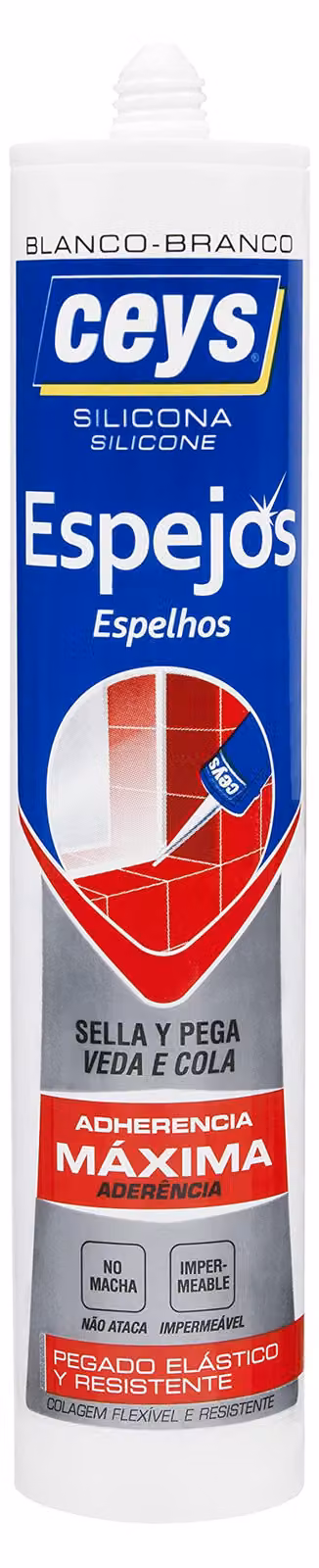 Adesivo siliconico bianco, sigillante, alta adesione, 300 ml, per l'applicazione di specchi