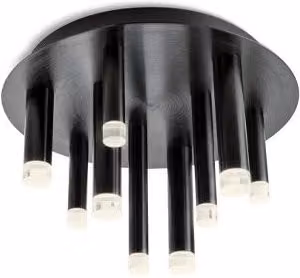 Plafoniera LED Redo Group Madison moderna in metallo nero e trasparente con luce bianca calda