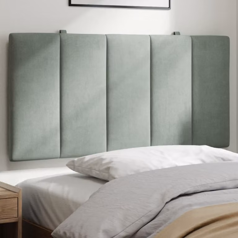 Cuscino testiera Hanko vidaXL in velluto grigio chiaro, Larghezza: 100 cm
