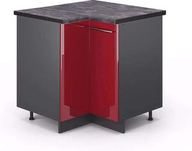 Mobile ad angolo cucina Fame-Line Bordeaux lucido/Antracite 80.5 cm, PL Antracite Vicco