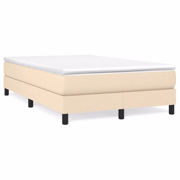 vidaXL Giroletto a Molle Ibrido con Materasso in Tessuto Beige e Bianco L/P/H: 120 x 200 x 25 cm