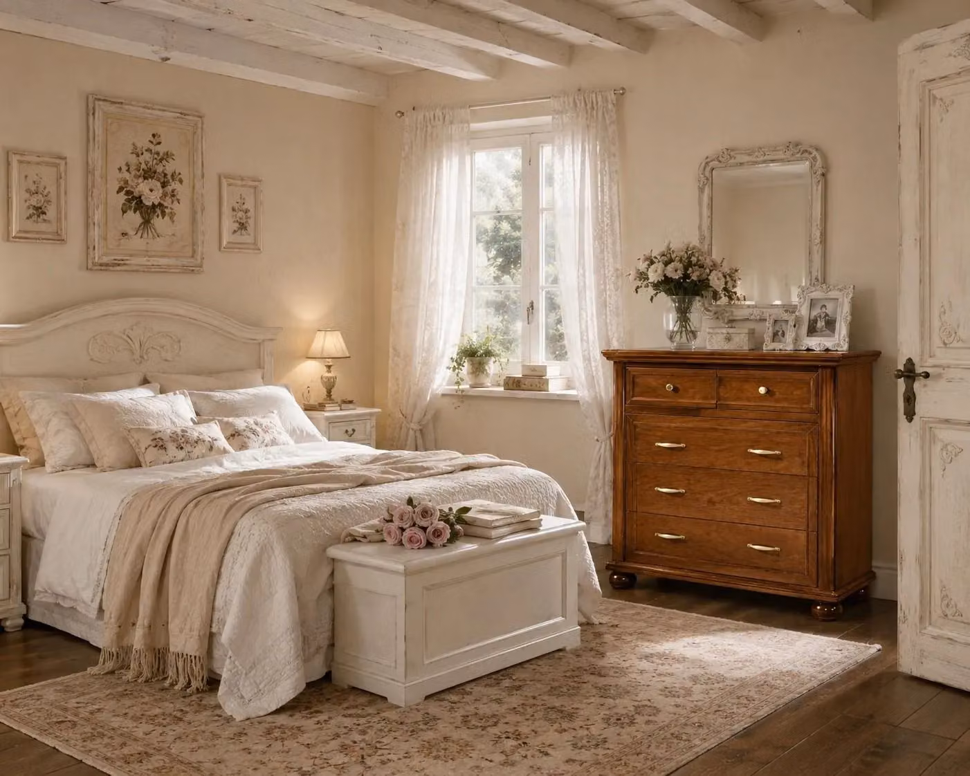 Cassettiera in legno stile arte povera con 5 cassetti Mobili 2G colore noce L: 97 cm, P: 54 cm, H: 97 cm – 3