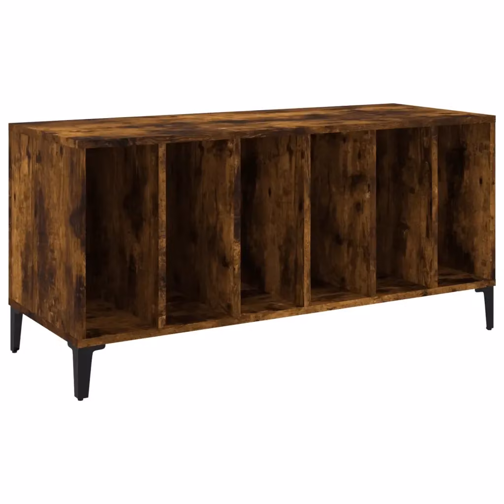 Mobile Porta Dischi Industrial vidaXL in Rovere e Metallo, Colore Marrone, L 100 cm x P 38 cm x H 48 cm – 2