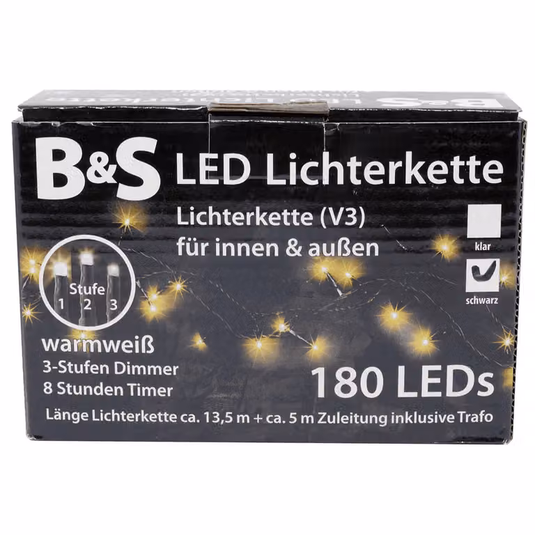 Luci di fata 180 LED per interni ed esterni 8 ore luci di fata bianco caldo