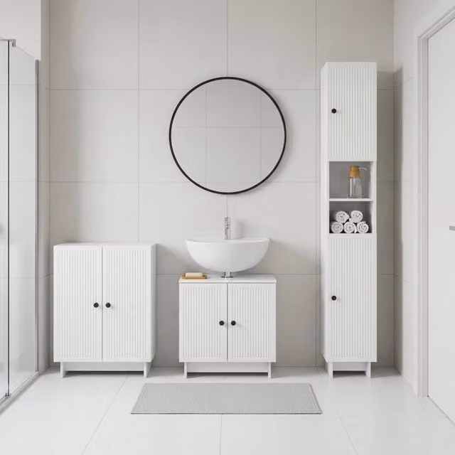 Set di armadietti da bagno in 3 pezzi EDE Bianco Lucido 3417418