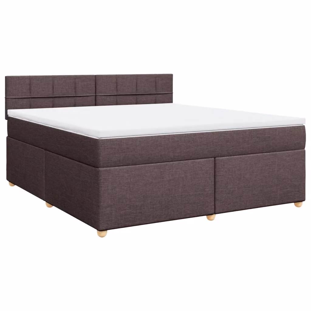 Letto Ibrido vidaXL con Giroletto a Molle e Materasso in Tessuto Marrone e Bianco L/P: 180 x 200 cm – 2