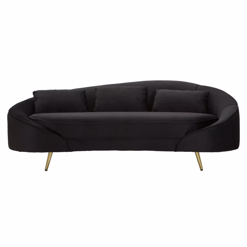 Divano 3 posti Oslo Mauro Ferretti in velluto nero con cuscini L: 185 cm, P: 84 cm, H: 68 cm – 2