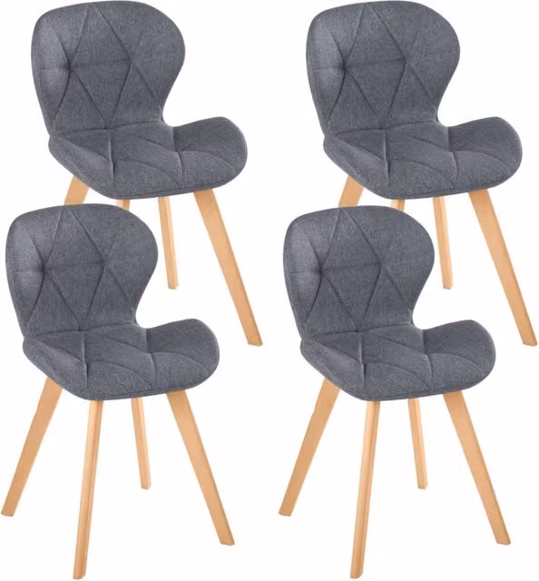 Set di 4 sedie da pranzo ROBINE IDMarket in tessuto grigio scuro con struttura in legno e plastica – 1