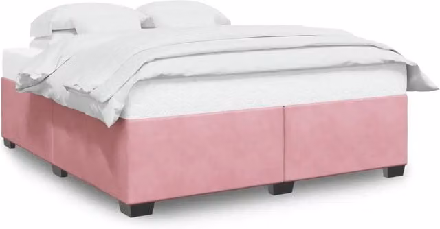Letto matrimoniale | Letto per adulti | Giroletto Rosa 200x200 cm in Velluto