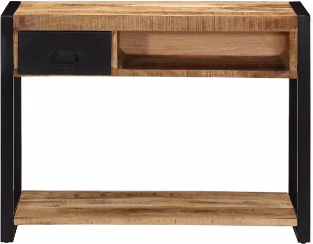 Tavolo Consolle vidaXL in Legno di Mango Grezzo Marrone L/P/H: 100 x 35 x 75 cm