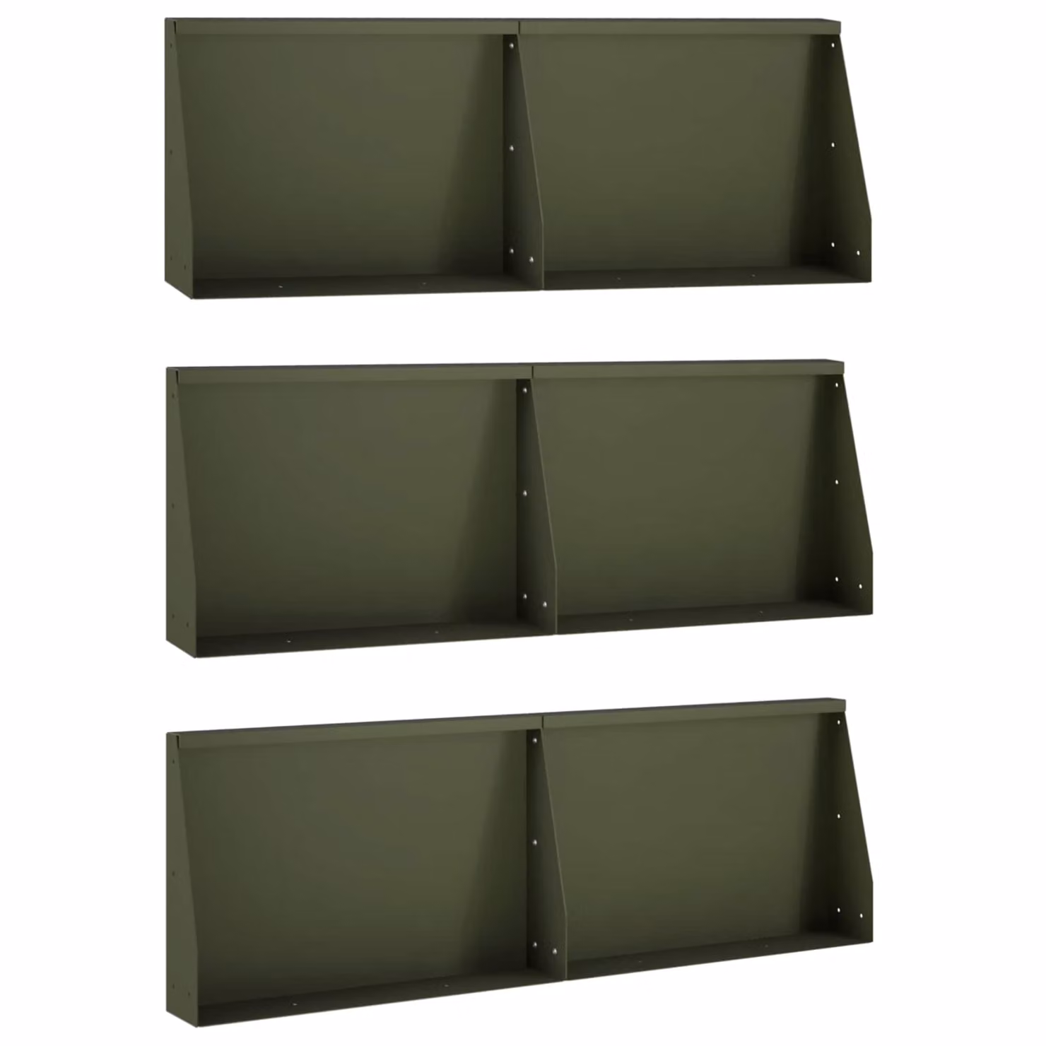 Set di 6 pezzi di aiuole rialzate vidaXL in acciaio color verde oliva, L: 60 cm, P: 30 cm, H: 12 cm