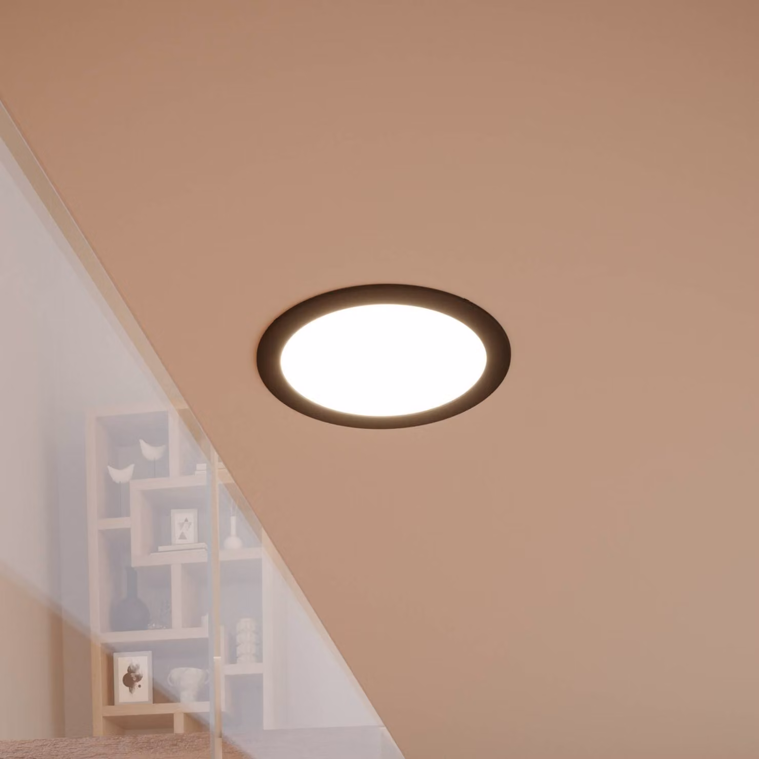 EGLO connect Smart-LED-Lampada da incasso Fueva 6-Z, nero, Ø16cm dimmerabile, Nero, Soggiorno / Sala da pranzo, Plastica, Moderno