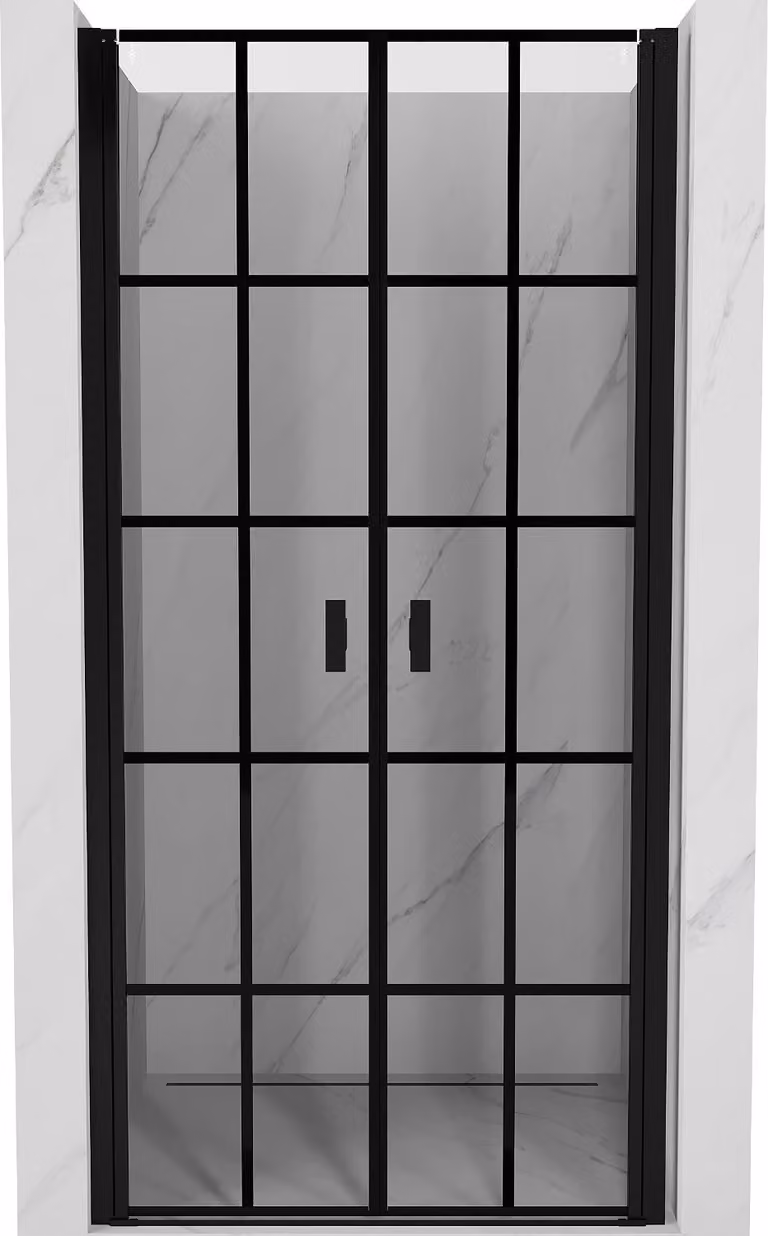 Mexen Mist porta doccia a battente 90 cm, griglia nera, nero - 8A7-090-000-70-77