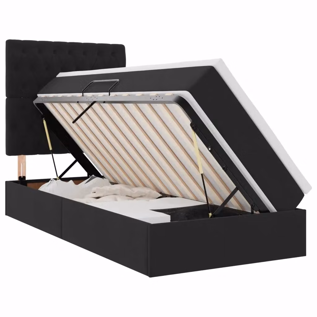 Letto con contenitore vidaXL in velluto nero con illuminazione LED e porta USB, L/P/H: 200 x 100 x 128 cm – 2