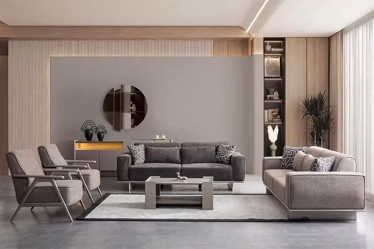 Moderne Stoff Polster Sofagarnitur Couch Sofa Set Couchen Sitzmöbel 4tlg.