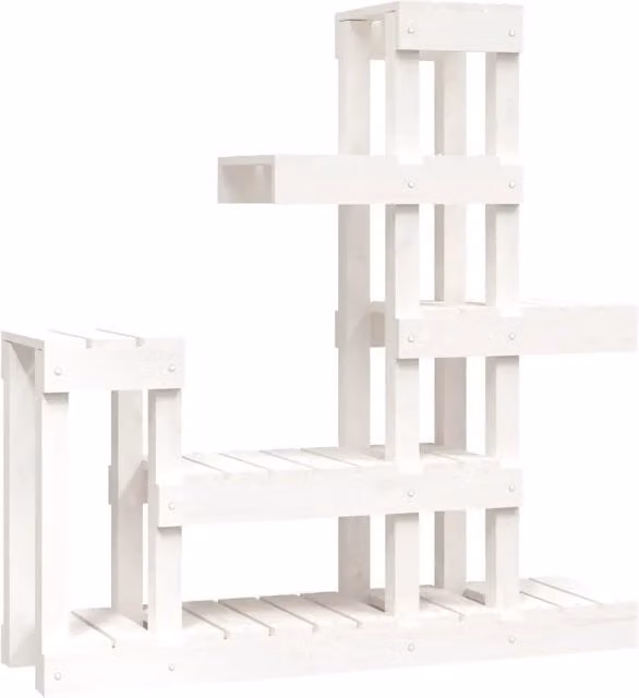 Supporto per piante in legno di pino bianco HELLOSHOP26 per casa e giardino, colore bianco, L 92 cm x P 25 cm x H 97 cm