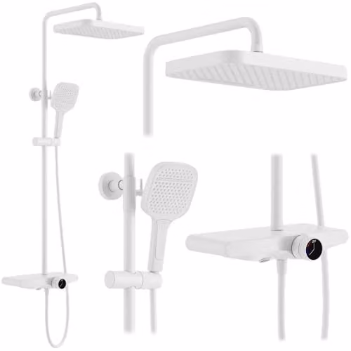 Rea - Colonna Doccia Bari White Sistema Doccia In Ottone Per Bagno (Bianco) 51x33x118,5cm