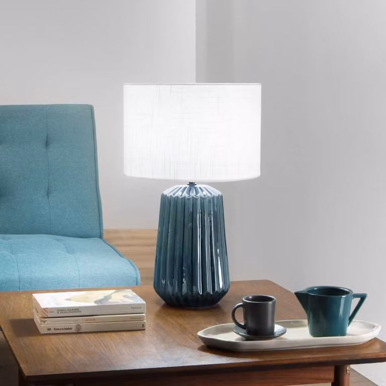 Luce Ambiente Design Lampada da tavolo Kiowa, Blu, Soggiorno / Sala da pranzo, Ceramica, Lampada da tavolo