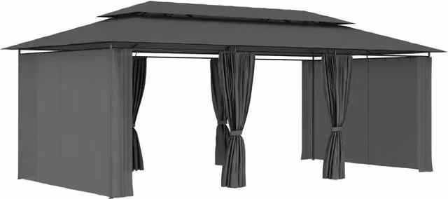 Gazebo con Tende 600x298x270 cm Antracite 47966