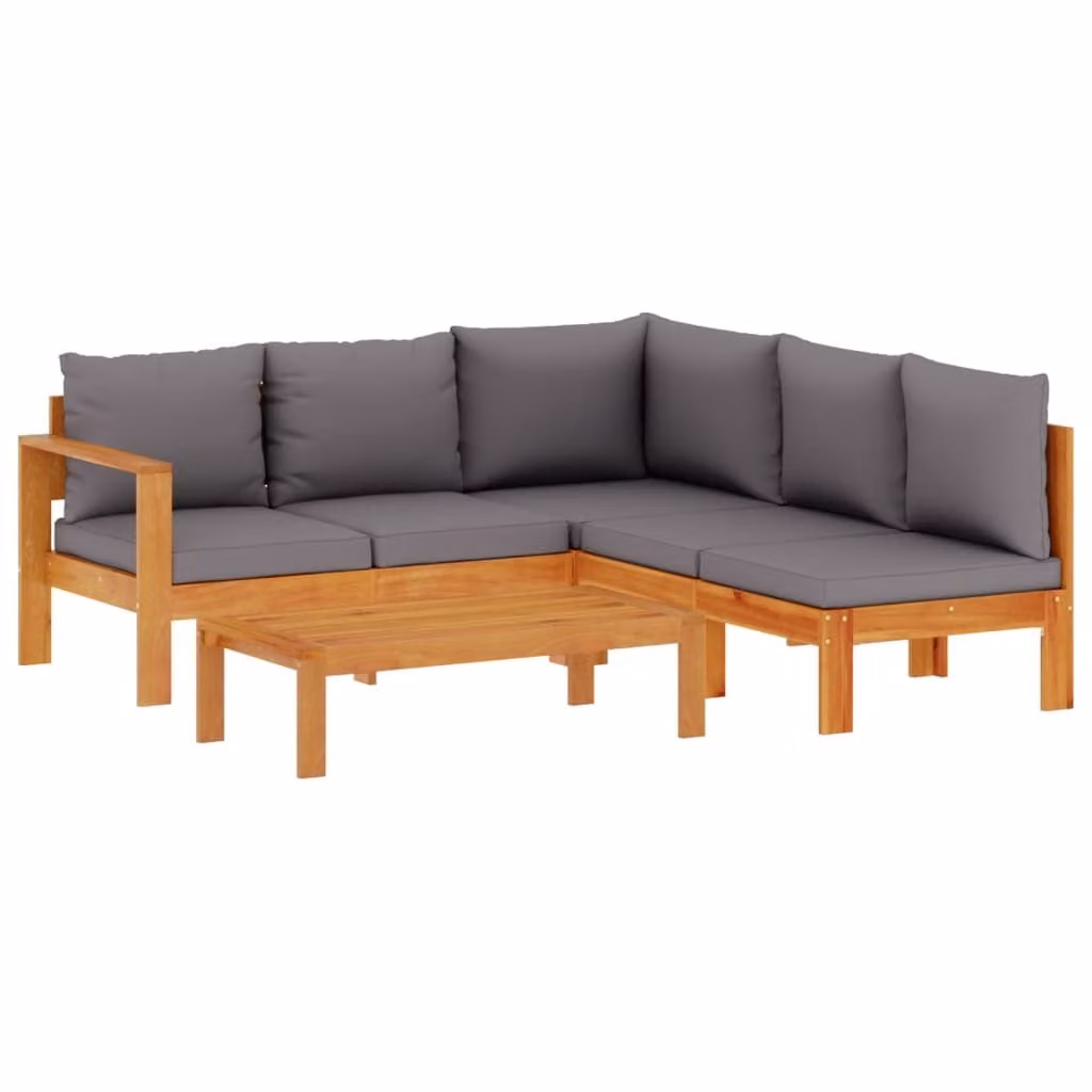 Set Divani da Giardino 4pz con Cuscini Legno Massello di Acacia