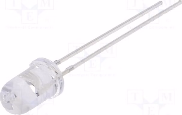 2 LED, 5mm, angolo di emissione 30°, 1120÷1560 mcd, 5V, modello OSO5JA5A31A-5V, diodi LED a montaggio superficiale (THT), 5mm, corrente di funzionamento 12÷20mA, colore arancione