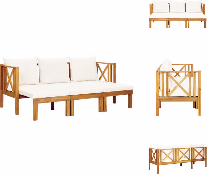 vidaXL Panca da giardino a 3 posti con cuscini 179 cm in legno massiccio di acacia - Panche da giardino