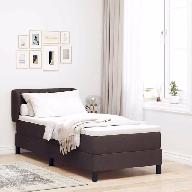 Letto a molle moderno vidaXL con testiera in tessuto marrone, L/P/H: 200 x 80 x 83 cm