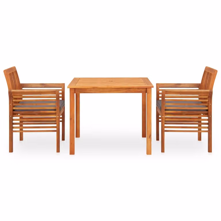 Set da Pranzo da Giardino 3 pz con Cuscini Massello di Acacia