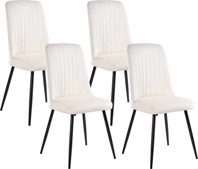 Set di 4 sedie da pranzo con seduta in velluto imbottito Stile moderno Senza braccioli Gambe in ferro bianco sporco