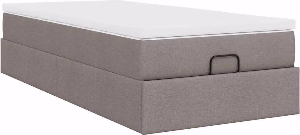 Struttura Letto Pouf con Materasso Tortora 90x190 cm in Tessuto