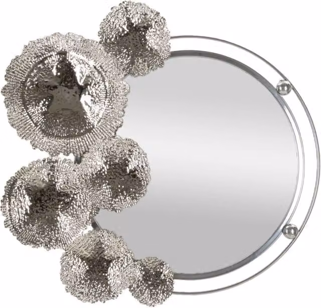 Specchio da parete tondo Kandi Vikasa Home in metallo argento con decoro floreale L: 82 cm, H: 87 cm
