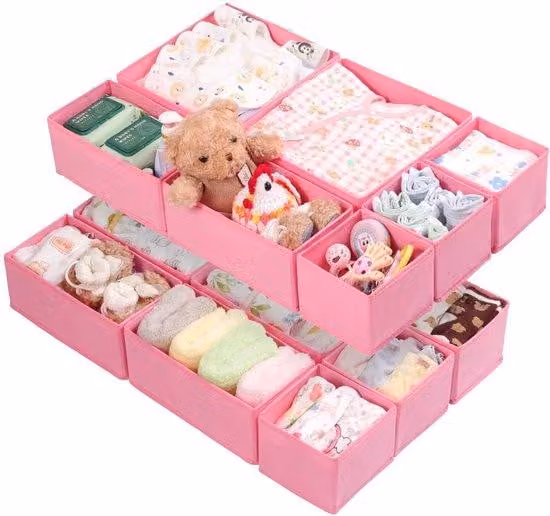 Set modulare di 14 pezzi per l'organizzazione, rosa, per armadi