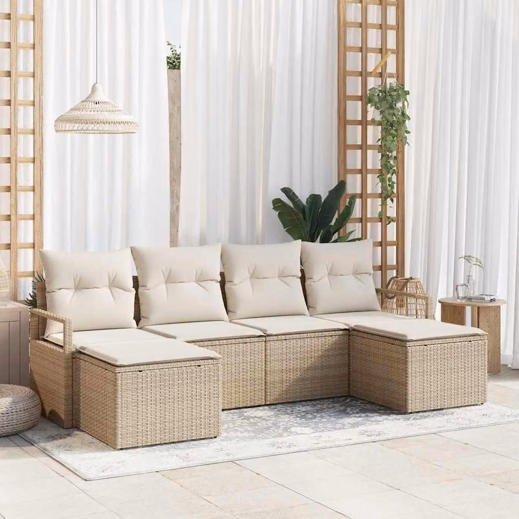 Maison Exclusive - Set di divani 6 pcs Beige polyrattan