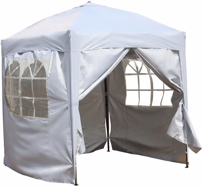 Bc-elec - 578-013 Gazebo pieghevole, gazebo da giardino, gazebo bianco 2X2m con 4 pareti laterali