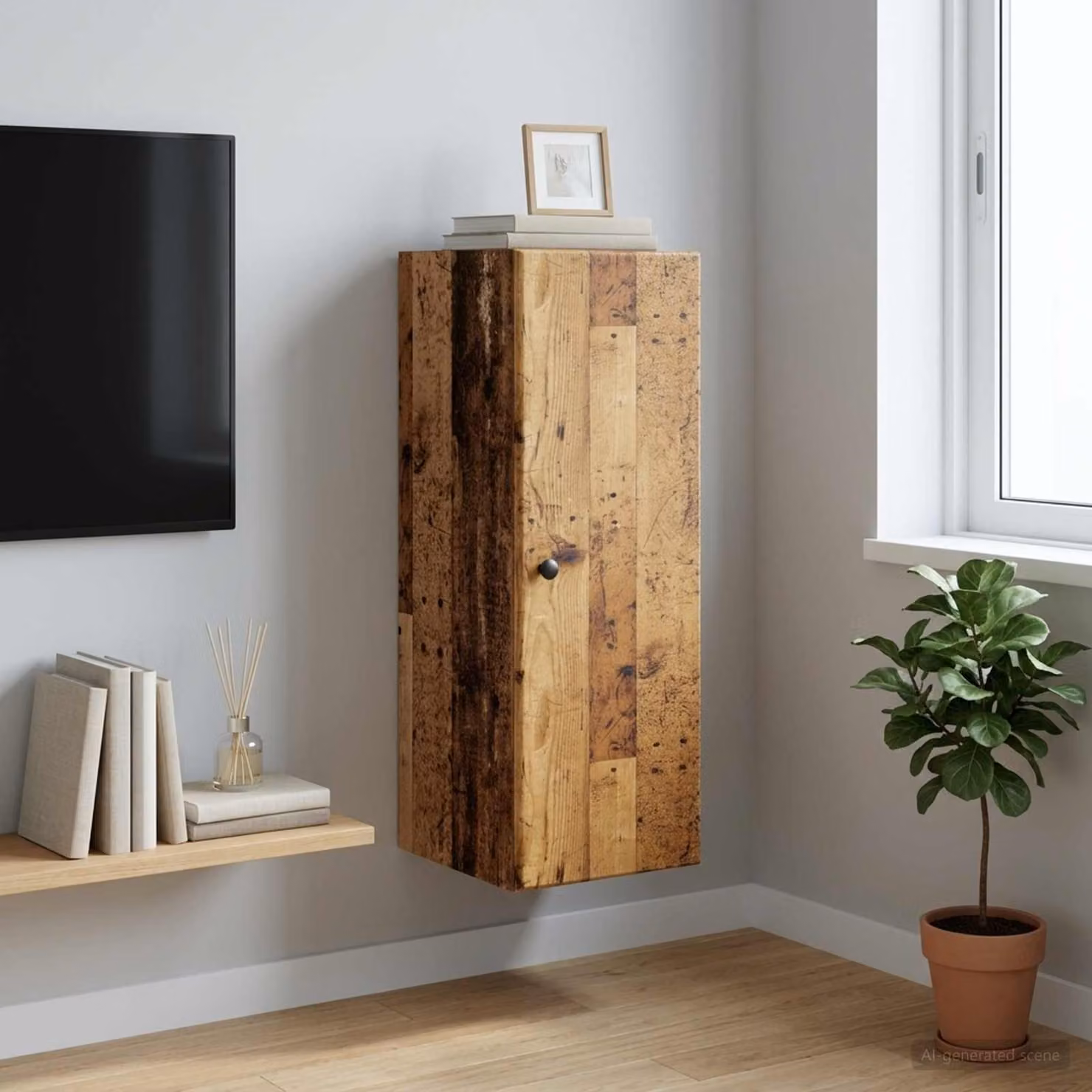 Mobiletto a muro vidaXL moderno in legno e metallo marrone con ante a battente e ripiani interni L/P/H: 33 x 34,5 x 90 cm