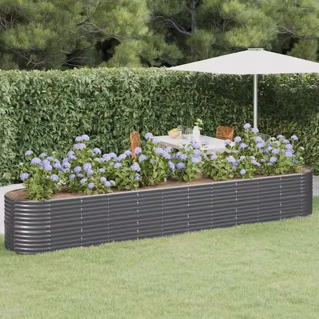 Letto rialzato per orto e giardino in acciaio zincato Videx, colore antracite, L 440 x P 80 x H 68 cm