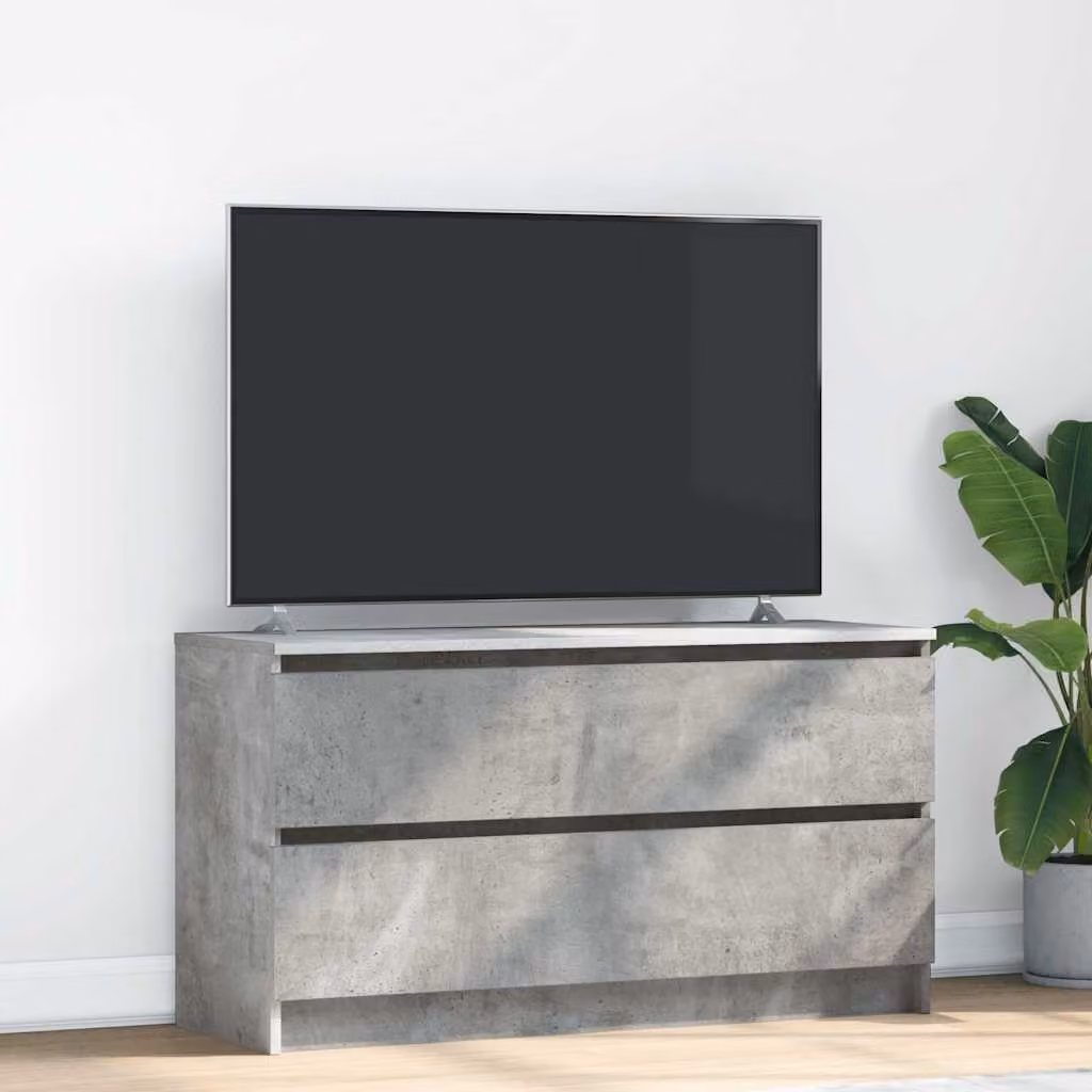 Mobile Porta TV vidaXL in Legno Multistrato e MDF, Grigio Cemento, L 100 x P 35 x H 54 cm
