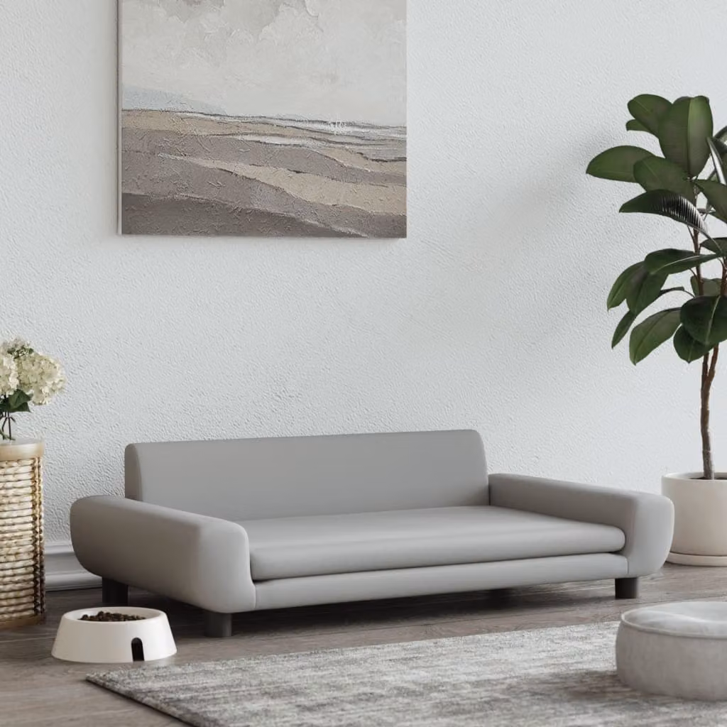 The Living Store Letto per cani Grigio chiaro 100x54x33 cm Velluto