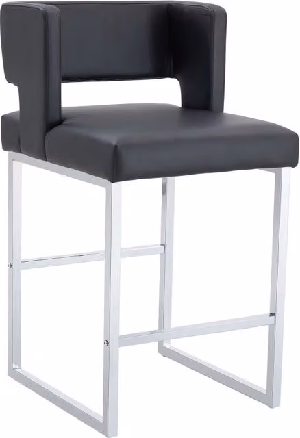 Set di 2 sgabelli da bar neri in stile nordico con gambe in metallo argento, seduta quadrata imbottita, altezza 91,4 cm