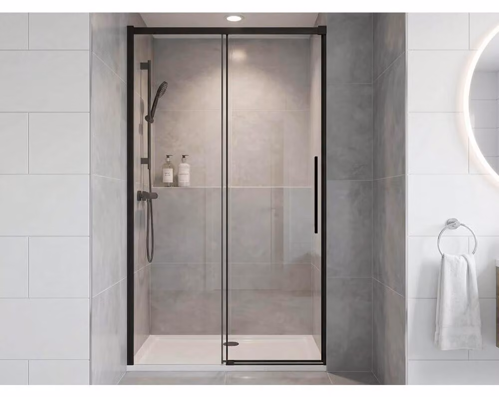LUXOR BLACK Porta doccia 1300 mm, vetro trasparente