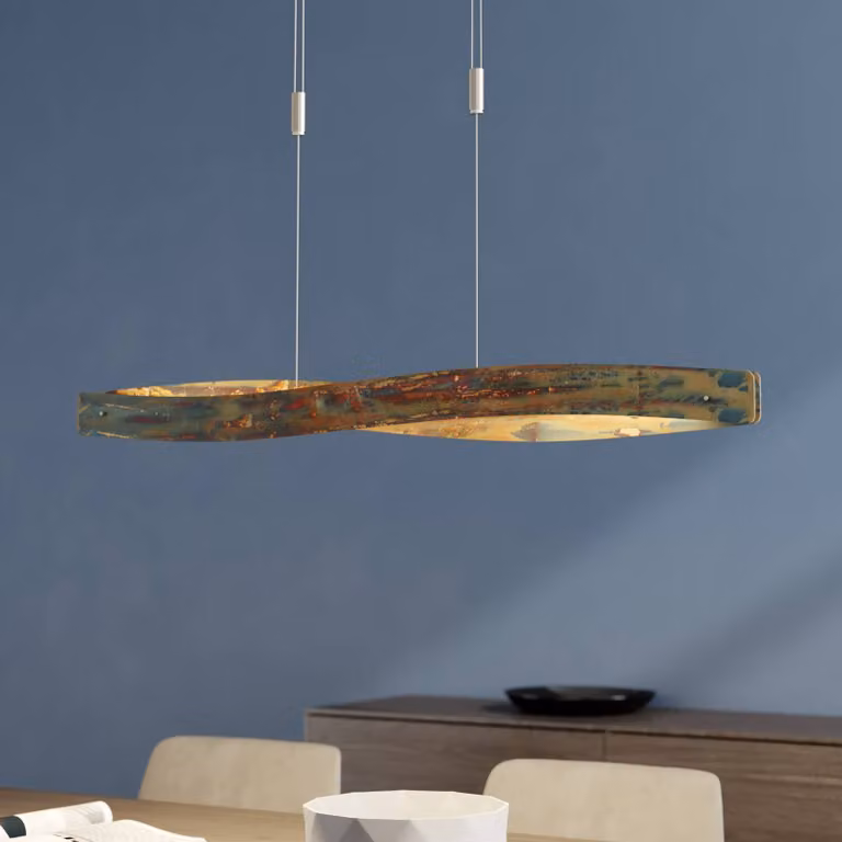 Lampada LED a sospensione Lian con superficie ossidata Quitani, dimmerabile, Marrone / Ruggine, Soggiorno / Sala da pranzo, Alluminio, Design