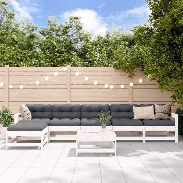 Maison Exclusive - Set Salotto da Giardino 7 pz Bianco in Legno Massello di Pino