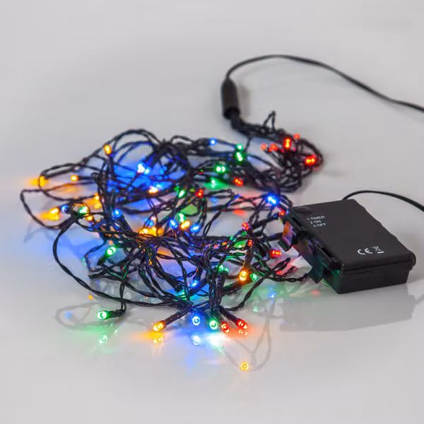 Star Trading, catena decorativa a batteria, colore nero, grado di protezione IP44, autonomia 6 ore, ricarica 18 ore, 64 luci