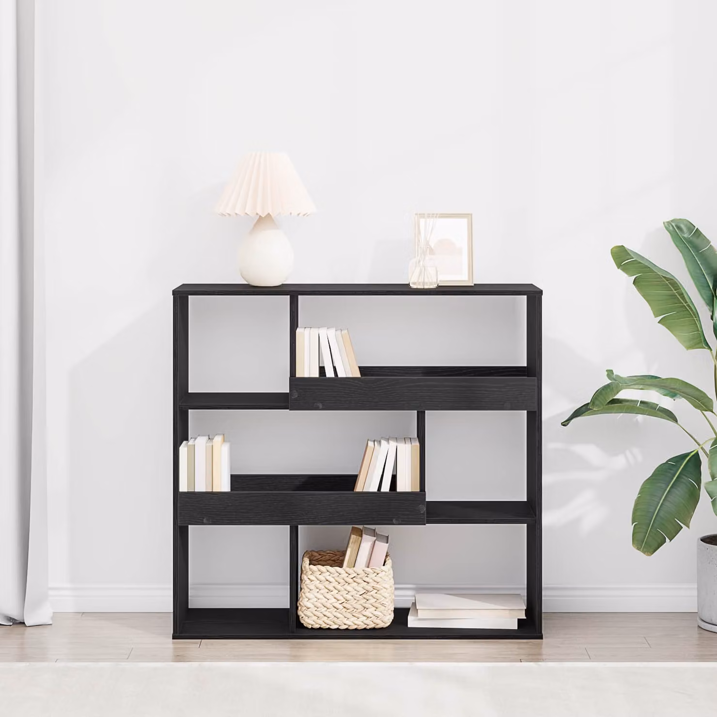 Scaffale per libri vidaXL a 4 livelli in stile moderno, colore nero opaco, L 100 cm x P 33 cm x H 94,5 cm